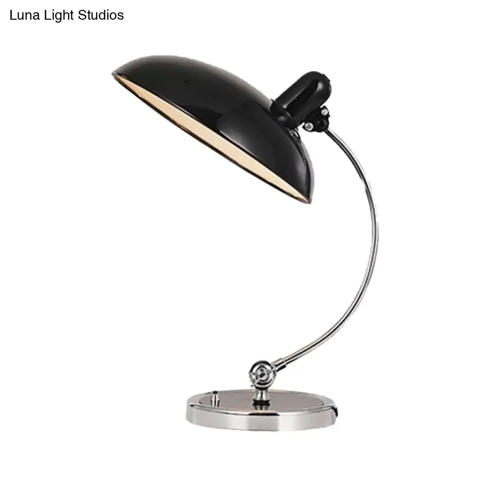 Modern Black Small Desk Lamp with Flat Metal Shade - 1 Head Dining Room Task Light