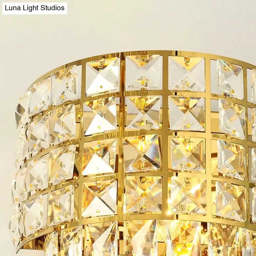 Modern Gold Triangular Crystal Wall Lamp with 3 Lights